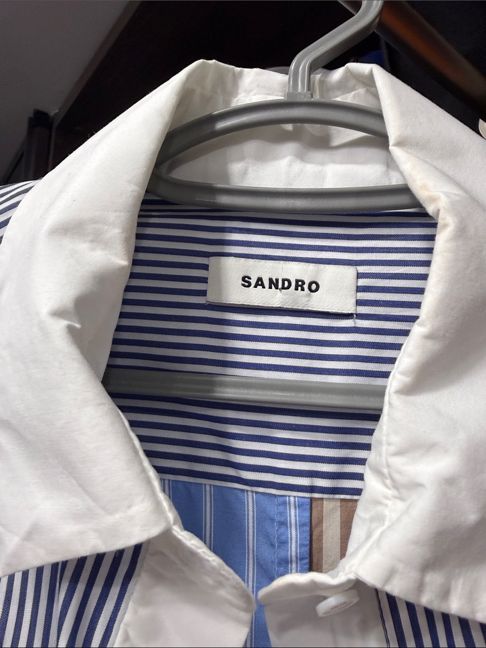 Sandro Patchwork Stripe Button-Down Shirt and bubble skirt set - Picture 10 of 11